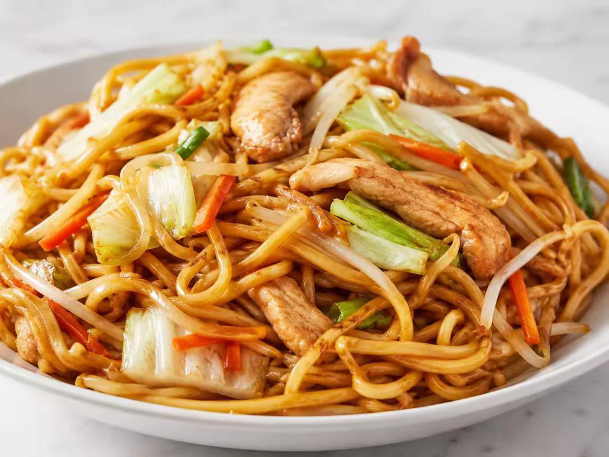 Chicken lo mein with vegetables at Mei's kitchen, a Chinese Restaurant in Knoxville